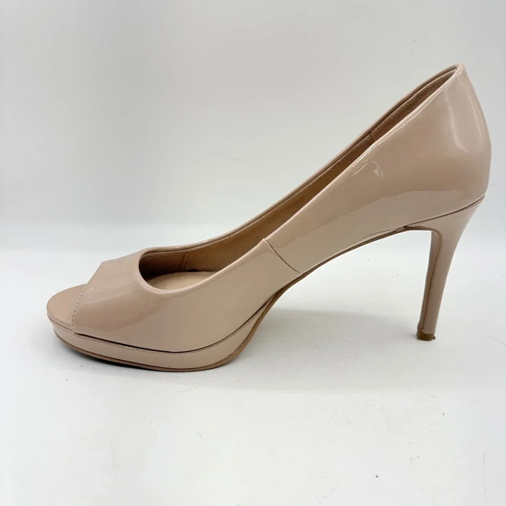 CL by Laundry Maca Nude Patent Peep Toe Platform‎ Pumps Heels Womens 9.5M